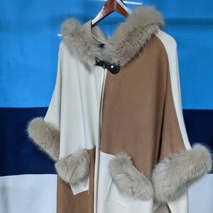 Joseph Ribkoff Cream and Brown Shrug Sweater